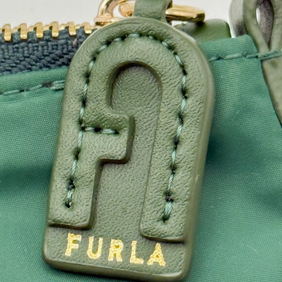Furla Royal Green Nylon Pouch Mini Case with Key Ring - Picture 3 of 7